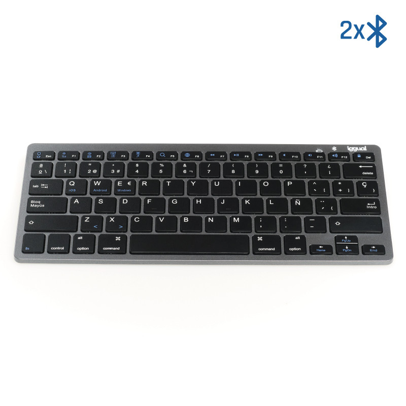 iggual IGG316917 Teclado Bluetooth Slim TKL-BT negro 2 canal, Tenkeyless (sin zona numérica) (80 - 87%), Inalámbrico,