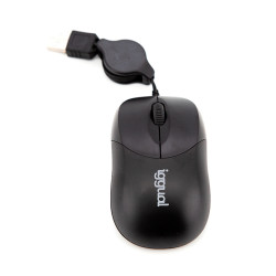 iggual IGG316832 Ratón retráctil COM-BASIC-800DPI negro, Ambidextro, USB tipo A, 800 DPI, Negro