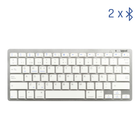iggual IGG316788 Teclado Bluetooth Slim TKL-BT plata 2 canal, Mini, Inalámbrico, Bluetooth, QWERTY, Plata