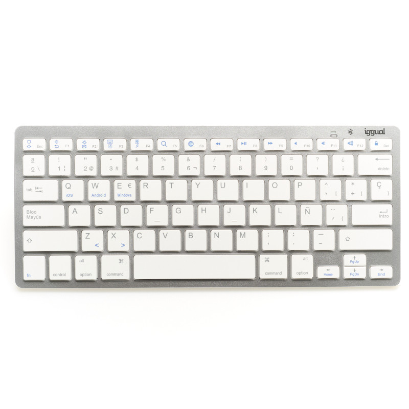 iggual IGG316788 Teclado Bluetooth Slim TKL-BT plata 2 canal, Mini, Inalámbrico, Bluetooth, QWERTY, Plata