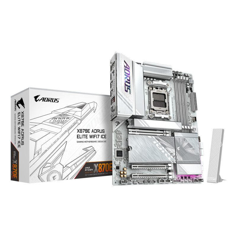 GIGABYTE X870E A ELITE WF7 ICE X870E AORUS ELITE WIFI7 ICE Placa base - Soporta procesadores AMD Ryzen 9000, VRM digital de