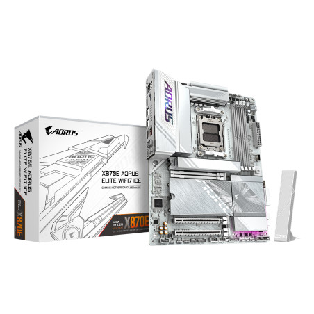 GIGABYTE X870E A ELITE WF7 ICE X870E AORUS ELITE WIFI7 ICE Placa base - Soporta procesadores AMD Ryzen 9000, VRM digital de
