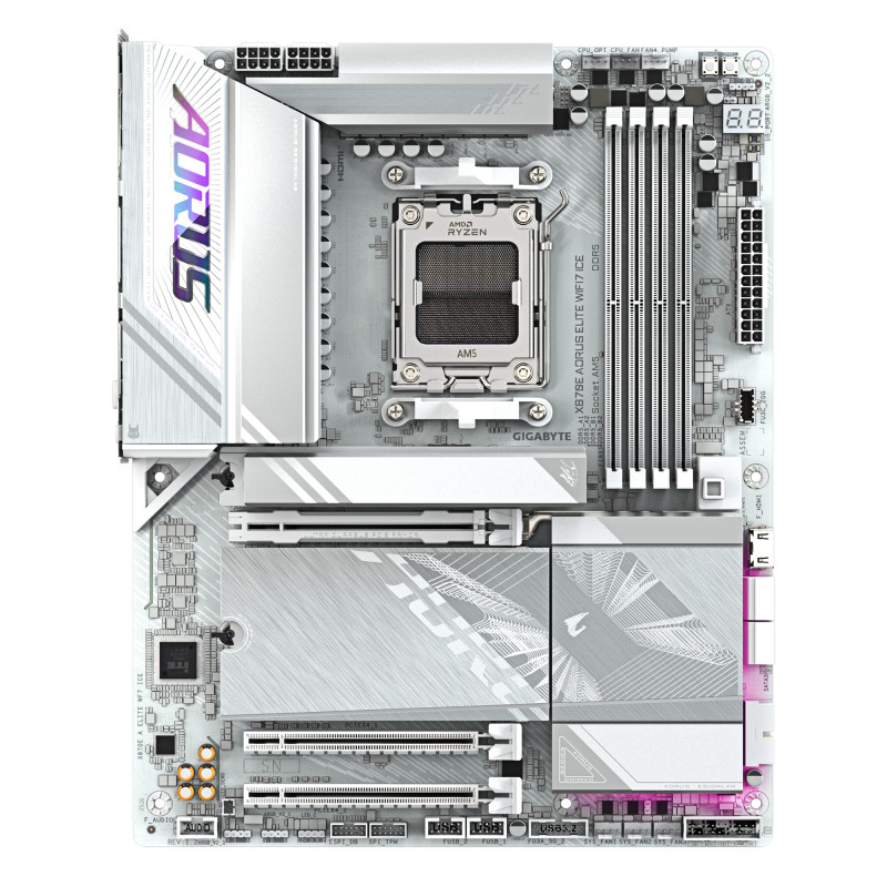GIGABYTE X870E A ELITE WF7 ICE X870E AORUS ELITE WIFI7 ICE Placa base - Soporta procesadores AMD Ryzen 9000, VRM digital de