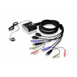 ATEN CS692-AT Switch KVM formato cable HDMI/Audio USB de 2 puertos con selector remoto de puerto, 1920 x 1200 Pixeles, WUXGA,