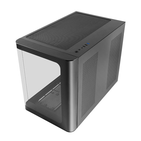 Mars Gaming MCFUSIONM MC-FUSIONM, Caja Gaming Micro-ATX, Ventana Lateral y Frontal Curvo de Cristal Templado Continuo,