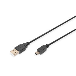 Digitus AK-300130-018-S Cable de conexión USB-A - Mini-B, 1,8 m, 1,8 m, USB A, Mini-USB B, USB 2.0, Macho/Macho, Negro