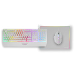 Mars Gaming MCP124WPT MCP124, Combo Gaming 3en1, Teclado Ergonómico H-Mech LED RGB, Ratón RGB 3200DPI Switches HUANO, 2