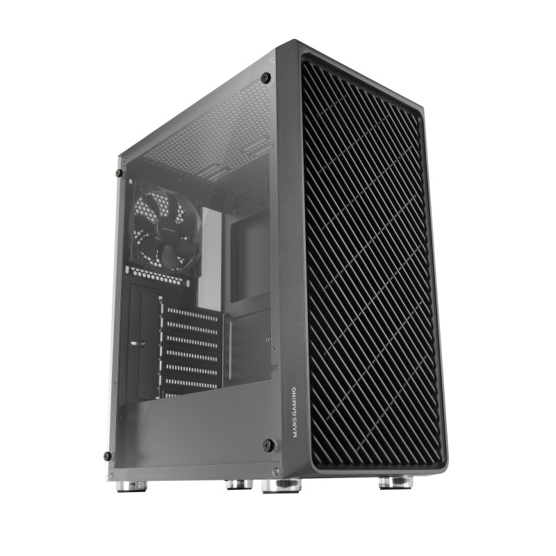 Mars Gaming MC3000 MC-3000 Negro, Semitorre Gaming ATX, Ventana Completa Cristal Templado, Frontal Metal-Mesh, 4x Ventiladores