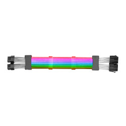 Mars Gaming MCA16 MCA-16, Cable Extensor ARGB 8+8pin PCIe para Tarjeta Gráfica, LEDs Ultrabrillantes, Compatibilidad Total,