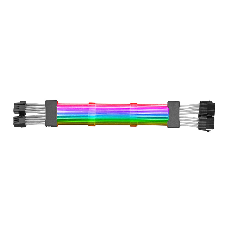 Mars Gaming MCA16 MCA-16, Cable Extensor ARGB 8+8pin PCIe para Tarjeta Gráfica, LEDs Ultrabrillantes, Compatibilidad Total,