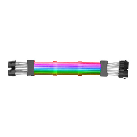 Mars Gaming MCA16 MCA-16, Cable Extensor ARGB 8+8pin PCIe para Tarjeta Gráfica, LEDs Ultrabrillantes, Compatibilidad Total,