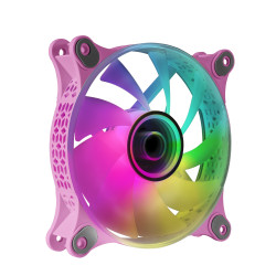 Mars Gaming MF3DP MF-3D Rosa, Ventilador ARGB 360° 12cm, Espejo Infinito 3D, Sistema Anti-vibraciones, Ultra-silencioso,