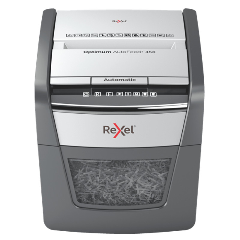 Rexel 2020045XEU AutoFeed 45X, Corte cruzado, 4 x 28 mm, 20 L, 150 hojas, 55 dB, Tocar