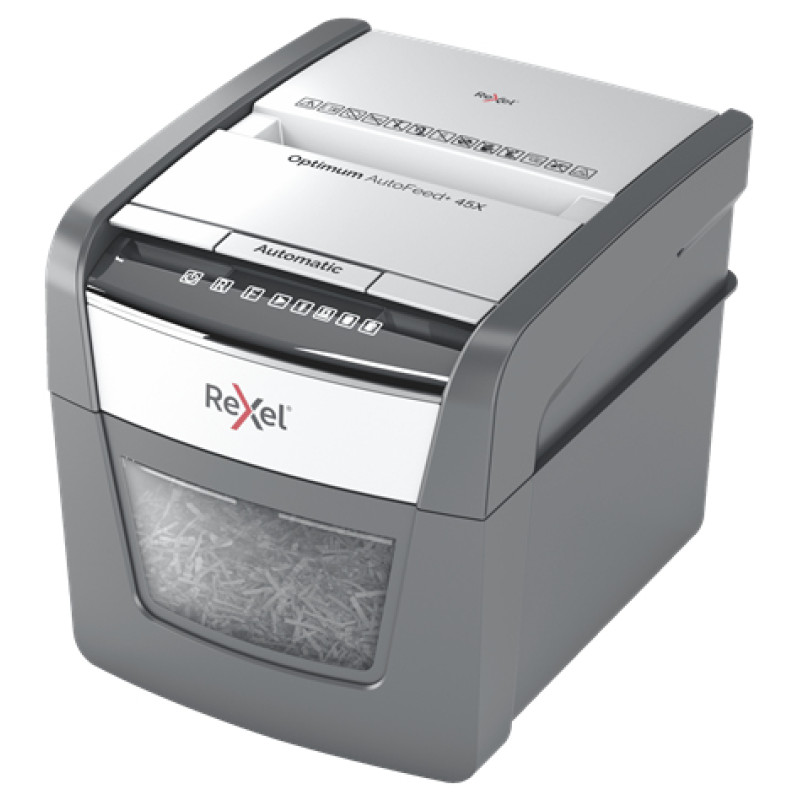 Rexel 2020045XEU AutoFeed 45X, Corte cruzado, 4 x 28 mm, 20 L, 150 hojas, 55 dB, Tocar