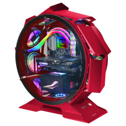 Mars Gaming MCORBR MCORB Rojo, Caja PC Gaming Micro-ATX XL, Diseño Circular Custom, Doble Cristal Templado, Torre, PC, Rojo,