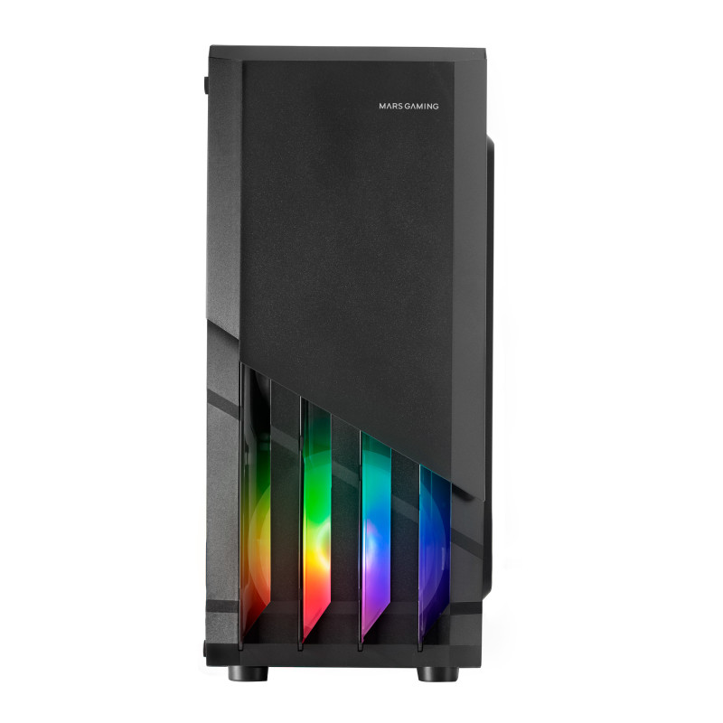 Mars Gaming MCX2 MC-X2, Caja PC Gaming ATX, Frontal Acero FRGB, 2 Ventiladores 12cm FRGB, Ventana Lateral Completa, Negro,
