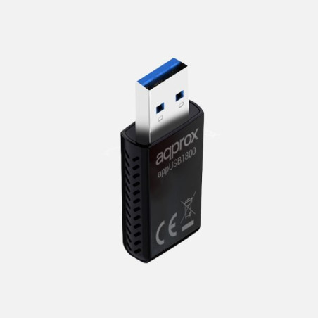 Approx APPUSB1800 APPUSB1800, Inalámbrico, USB, WLAN, Wi-Fi 6 (802.11ax), 1800 Mbit/s, Negro