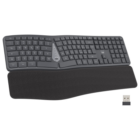 Ewent EW3290 EW3290, Completo (100%), Inalámbrico, RF inalámbrica + USB, Interruptor de membrana, QWERTY, Negro, Gris