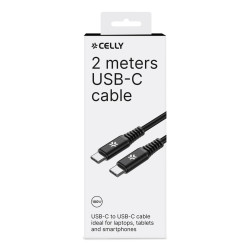 Celly USBCUSBC100WBK USBCUSBC100WBK, 2 m, USB C, USB C, Negro 2