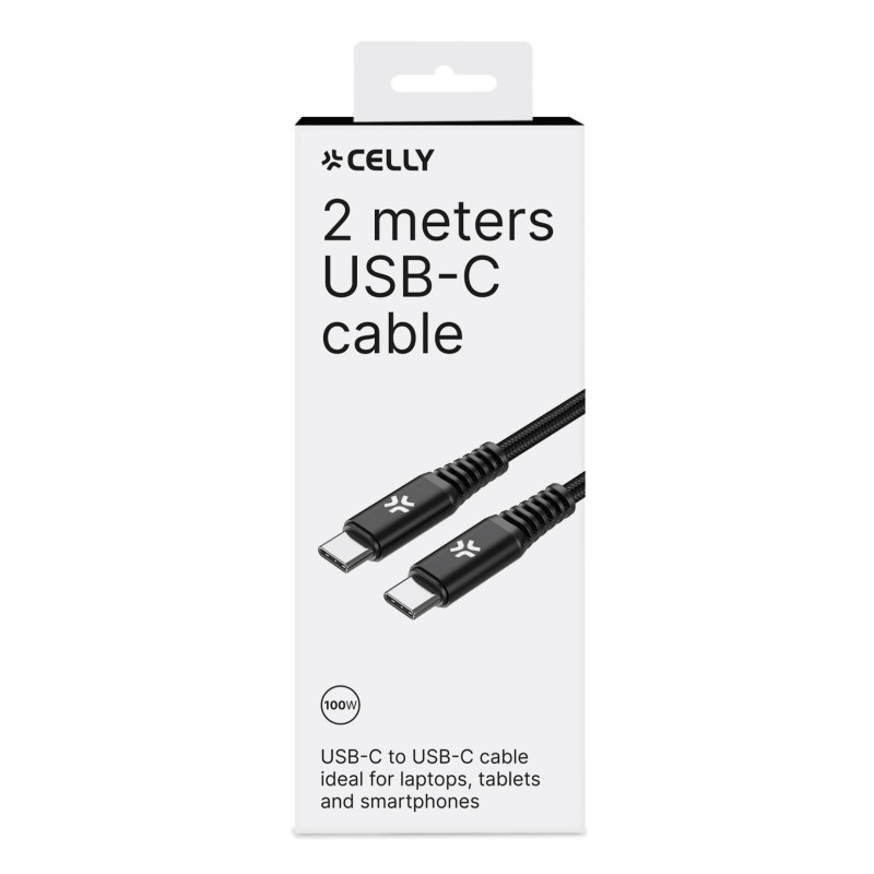 Celly USBCUSBC100WBK USBCUSBC100WBK, 2 m, USB C, USB C, Negro