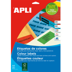 APLI 12993 12993, Rojo, Etiqueta para impresora autoadhesiva, A4, Laser/Inyección de tinta, Permanente, Rectángulo