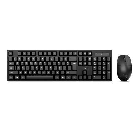 Ewent EW3280 EW3280, Inalámbrico, RF inalámbrico, Interruptor de membrana, QWERTY, Negro, Ratón incluido