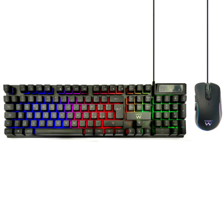 Ewent PL3200 PL3200, Alámbrico, USB, Interruptor de membrana, QWERTY, LED RGB, Negro