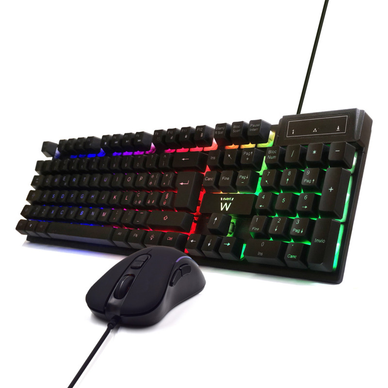 Ewent PL3200 PL3200, Alámbrico, USB, Interruptor de membrana, QWERTY, LED RGB, Negro