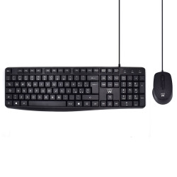 Ewent EW3005 EW3005, Alámbrico, USB, Interruptor de membrana, QWERTY, Negro, Ratón incluido