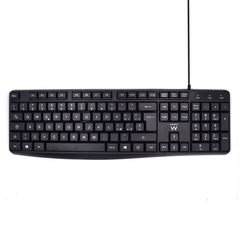 Ewent EW3000 EW3000, Completo (100%), Alámbrico, USB, Interruptor de membrana, QWERTY, Negro