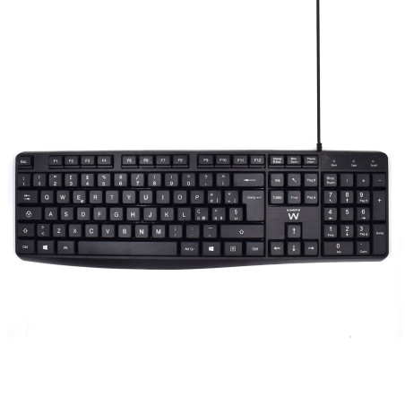 Ewent EW3000 EW3000, Completo (100%), Alámbrico, USB, Interruptor de membrana, QWERTY, Negro