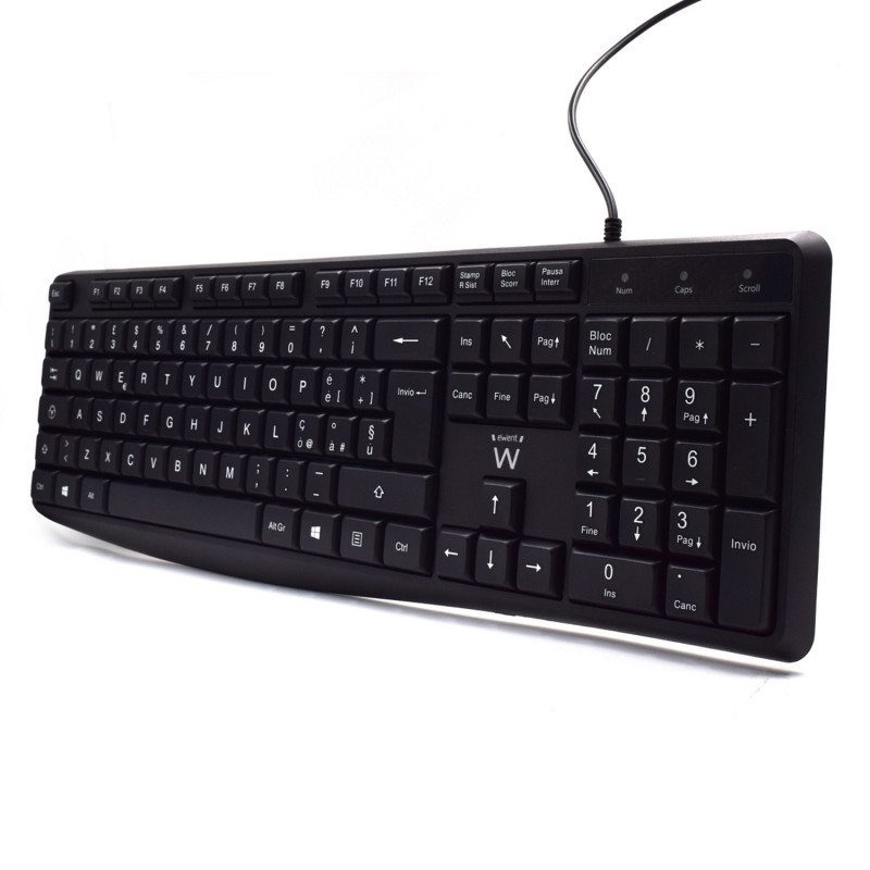 Ewent EW3000 EW3000, Completo (100%), Alámbrico, USB, Interruptor de membrana, QWERTY, Negro