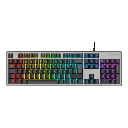 UNYKAch UK505450 Teclado Gaming Nova K244 PT, Completo (100%), Alámbrico, USB, QWERTY, LED RGB, Gris