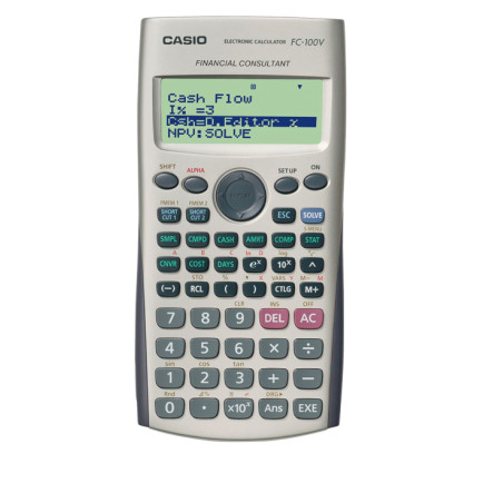 Casio FC-100V FC-100V, Bolsillo, Calculadora financiera, 10 dígitos, Flash, Batería, Gris