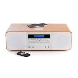 Thomson MIC201IBT MIC201IBT, Microcadena de música para uso doméstico, Blanco, 50 W, FM, Azul, 3,5 mm