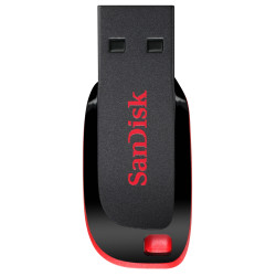 SanDisk SDCZ50-032G-B35 Cruzer Blade, 32 GB, USB tipo A, 2.0, Sin tapa, 2,5 g, Negro, Rojo