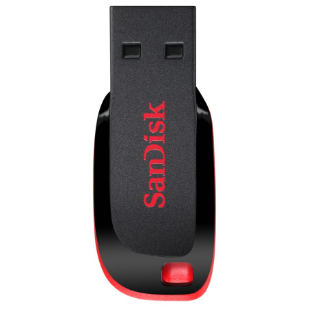 SanDisk SDCZ50-032G-B35 Cruzer Blade, 32 GB, USB tipo A, 2.0, Sin tapa, 2,5 g, Negro, Rojo