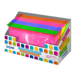DOHE 51084 Expositor de portatodos planos de PVC Fluorescente (20 uds), Estuche suave, Cloruro de polivinilo (PVC), Verde,