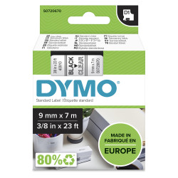 DYMO S0720670 D1 etiquetas auténticas | impresión negra sobre fondo transparente | 9 mm × 7 m | etiquetas autoadhesivas para