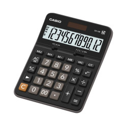 Casio DX-12B-W-EC DX-12B, Escritorio, Calculadora básica, 12 dígitos, 1 líneas, Batería/Solar, Negro