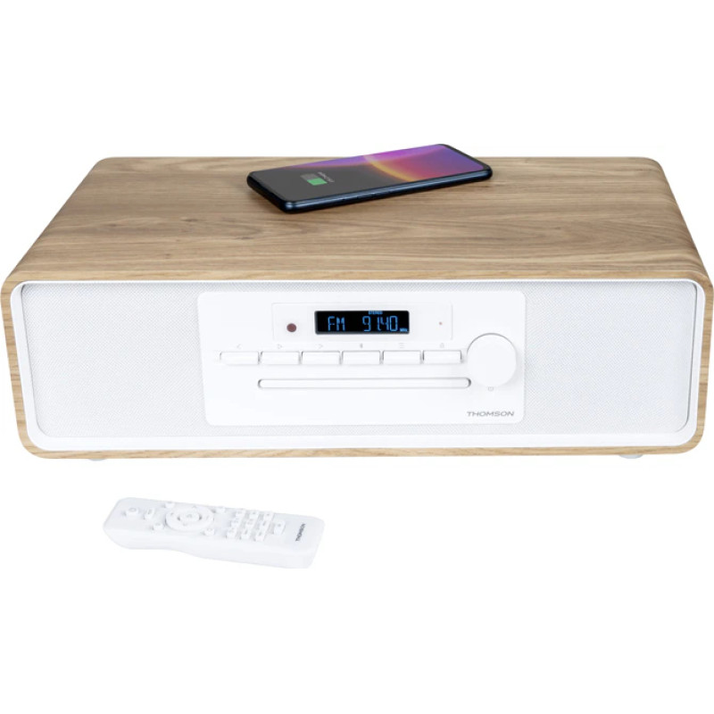 Thomson MIC301IBT MIC301IBT, Microcadena de música para uso doméstico, Blanco, Madera, Frente, 10 W, 4 Ω, 80 dB
