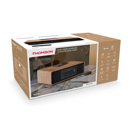 Thomson MIC300IBT MIC300IBT, Microcadena de música para uso doméstico, Negro, Madera, Frente, 10 W, 4 Ω, 80 dB