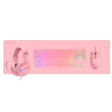 Mars Gaming MCPRGB3PPT MCP-RGB3, Pack Gaming Teclado Fixed RGB + Ratón Gaming RGB Flow 3200 DPI + Auriculares Over-Ear RGB +
