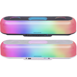 Mars Gaming MSBORBW MSB-ORB, Altavoz Portátil + Barra de Sonido 20W, Iluminación Orbilight RGB 360º, Soundbar con Sistema de
