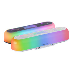 Mars Gaming MSBORBW MSB-ORB, Altavoz Portátil + Barra de Sonido 20W, Iluminación Orbilight RGB 360º, Soundbar con Sistema de 2