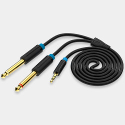 Vention BACBH Cable Estéreo BACBH/ Jack 3.5 Macho - 2x Jack 6.5 Macho/ 2m/ Negro, 3,5mm, Macho, 2 x 6,35mm, Macho, 2 m, Negro