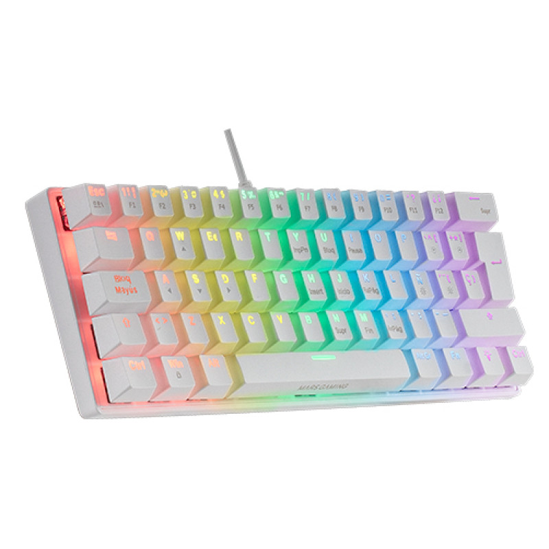 Mars Gaming MK60WRIT MK60 Blanco, Teclado Gaming Mecánico FRGB, Antighosting, Switch Mecánico Rojo, Idioma Italiano,