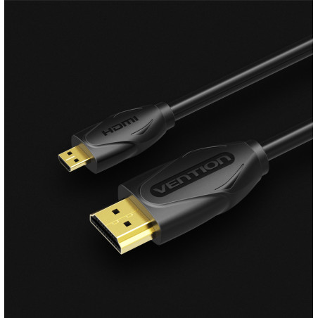 Vention VAA-D03-B200 Cable HDMI VAA-D03-B200/ HDMI Macho - Mini HDMI Macho/ 2m/ Negro, 1 m, HDMI tipo D (Micro), HDMI tipo A