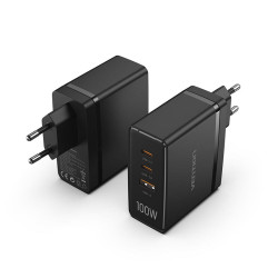 Vention FEGB0-EU Cargador de Pared FEGB0-EU/ 2xUSB Tipo-C/ 1xUSB/ 100W, Corriente alterna, Negro