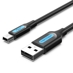 Vention COMBI Cable USB 2.0 COMBI/ USB Macho - MiniUSB Macho/ 3m/ Negro, 3 m, USB A, Mini-USB B, USB 2.0, 0,48 Gbit/s, Negro
